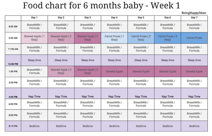 6 Month Child Meals Chart And Recipes In Tamil - Amazing Dreamz