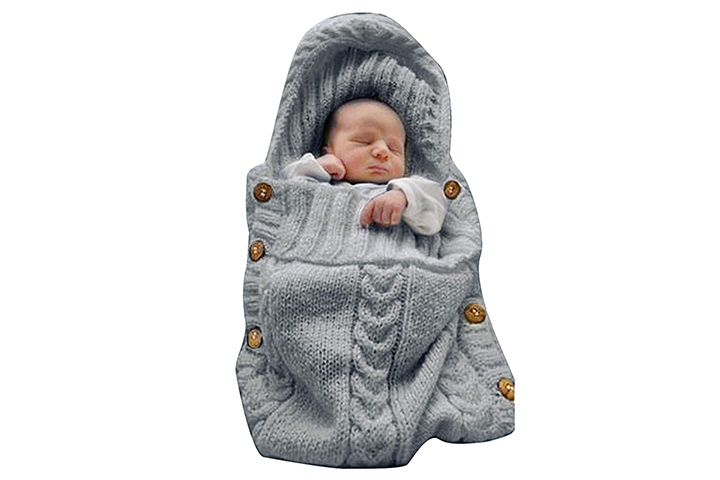 Gray Baby Swaddle Blanket Boys Girls Cute Cotton Plush Receiving Blanket Newborn Sleeping Wraps for 0-6 Months 