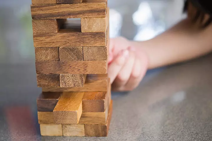 Playing jenga mindfulness activity for kids