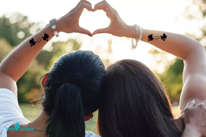 Turtle doves, mother-daughter tattoo ideas