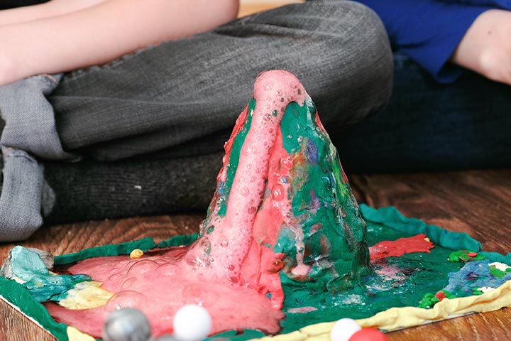 use colored volcano for gender reveal