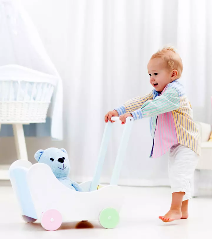 Encourage babies to stand and walk with an entertaining push baby walker.