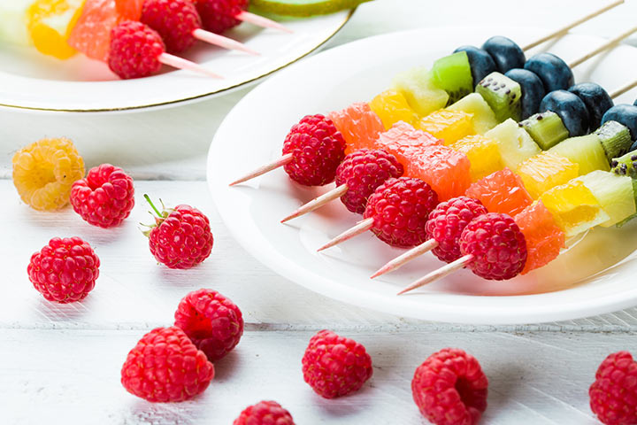 Fruit kebabs for baby shower food ideas