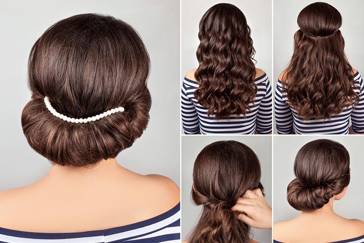 Quick Greek bun curly hairstyle for girls