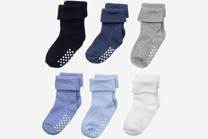 Non Slip Toddler Socks LUOEM 3 Pairs Turn Cuff Infant Cotton Socks for 4-6 Years Old 