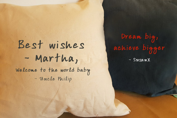 Personalized pillow cover, baby shower guestbook ideas