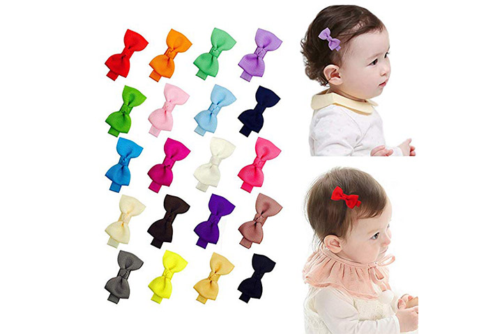 24 PCS Baby Girls Hair Bows Clips 4.5 inch Alligator Clips Tiny Barrettes Accessories for Fine Hair Infants Toddler Kids 