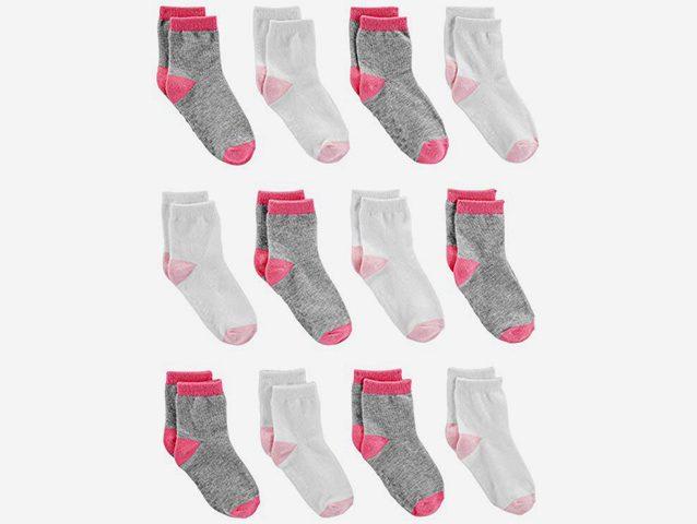 Simple Joys by Carters Baby and Toddler Girls 12-Pack Socks with Non-Skid Soles
