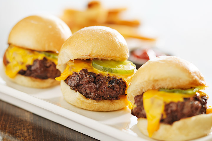 Slider style mini burgers for baby shower food ideas