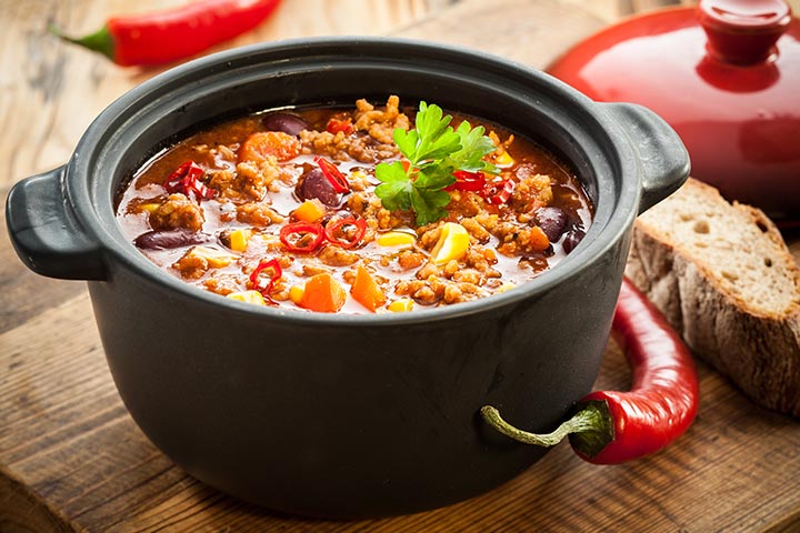 Vegetable chili for baby shower food ideas