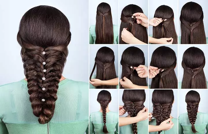 Voluminous festive braided hairstyle for girls