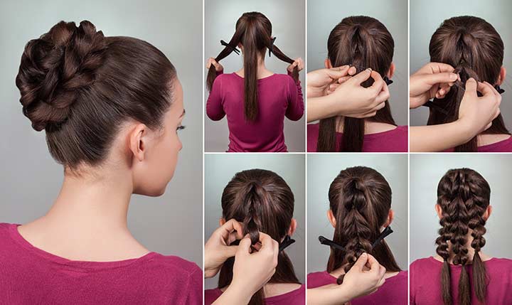Pull-through braid bun, best braided hairstyles for girls