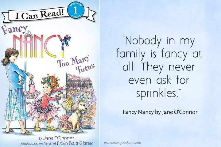 Nobody in my family is fancy at all, quote from children's book