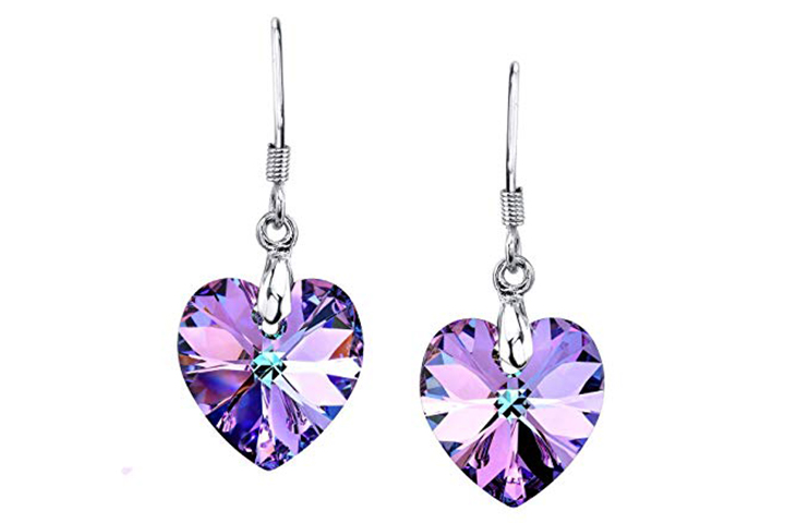 Crystal heart drop earrings by Luvami