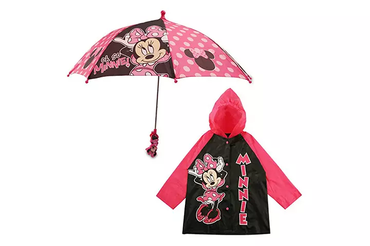 Disney characters umbrella and raincoat set