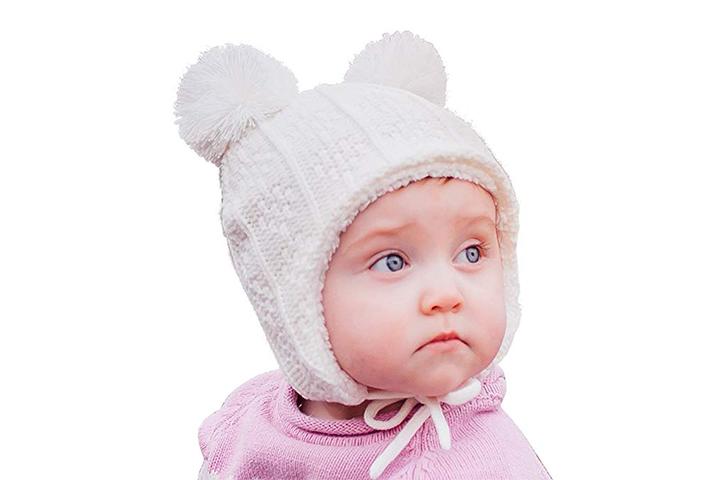 Alpaca Wool Kids Bear Beanie: Knitted Winter Earflap Hat - UK