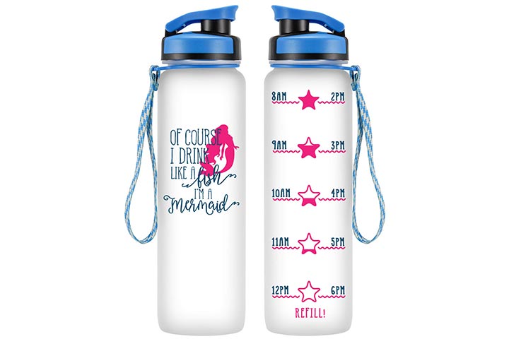 Leado Mermaid water bottle with a time marker