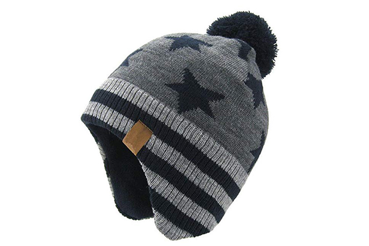 Moon Kitty Baby Boys Girls Knit Hats Winter Fleece Skiing Winter Caps with Warm Ear Flap 
