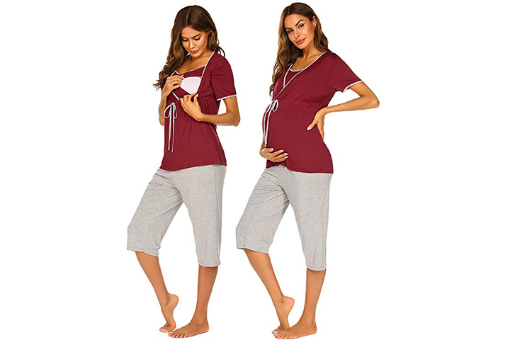 Pehie Womens Maternity Nursing Pajama Set