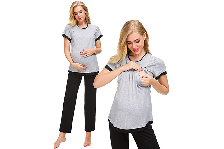 Romanstii Maternity Nursing Pajamas Set