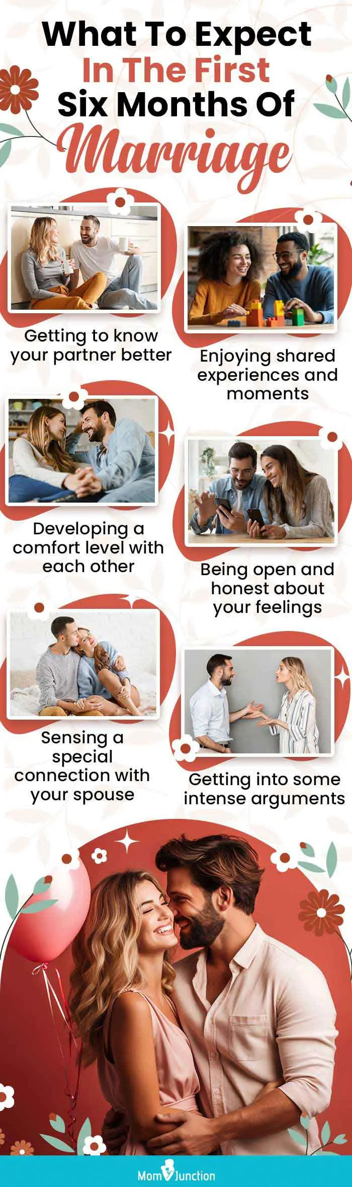 what to expect in the first six months of marriage (infographic)