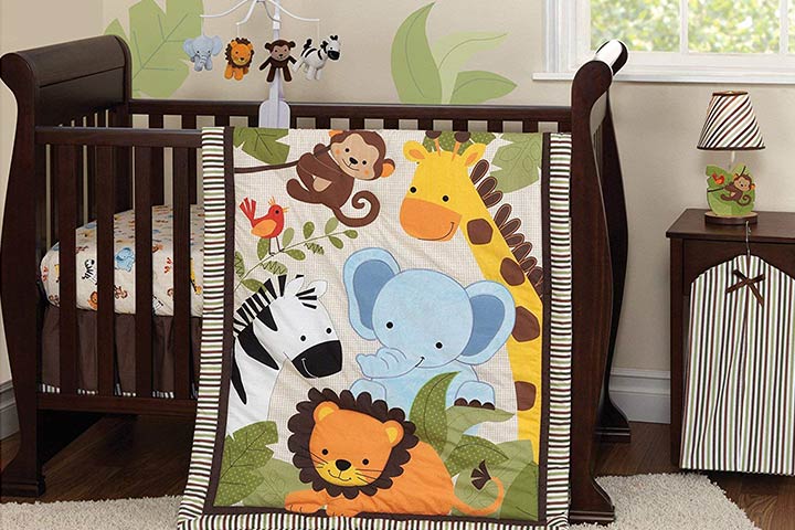 Under Construction 4 Piece Jungle Baby Crib Bedding Set with Bumper by Riegel 