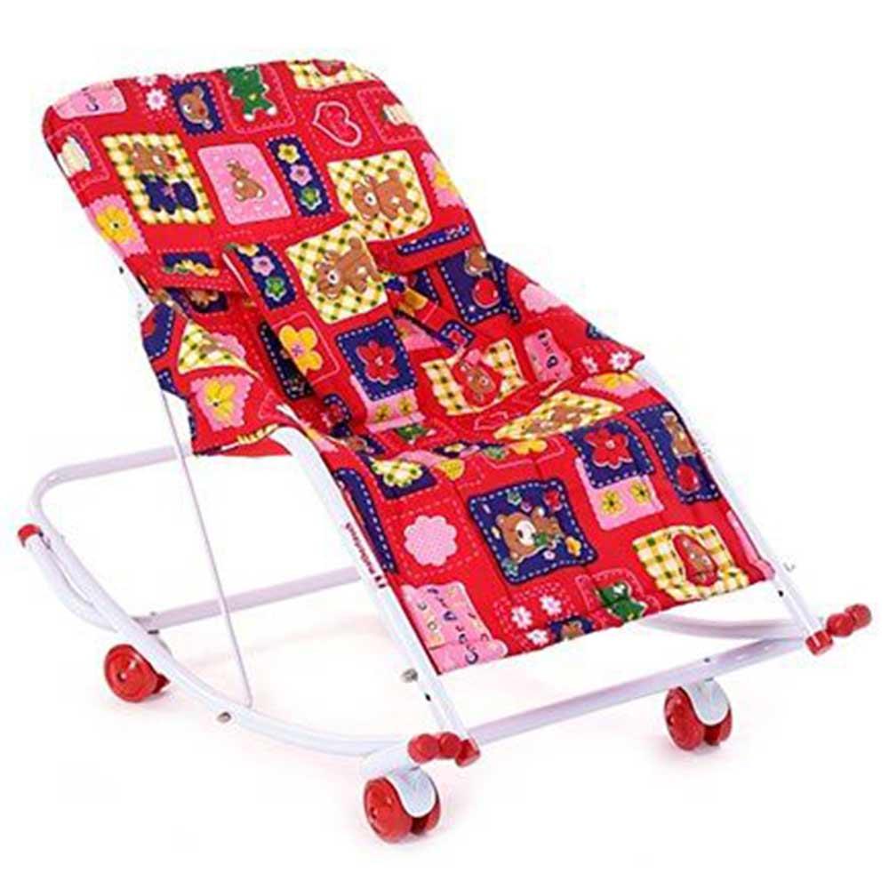mother touch baby swing