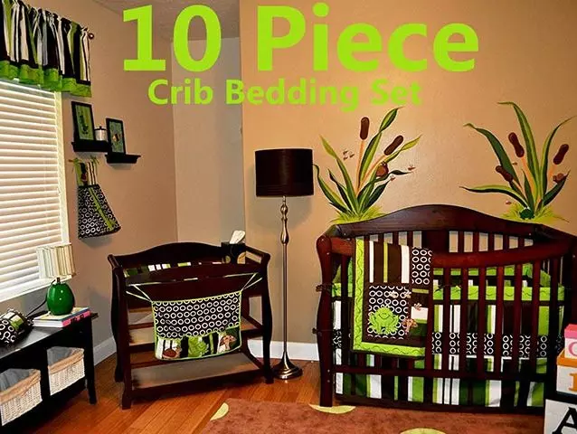 dark green crib bedding