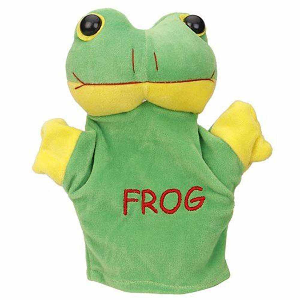 green frog cartoon puppet