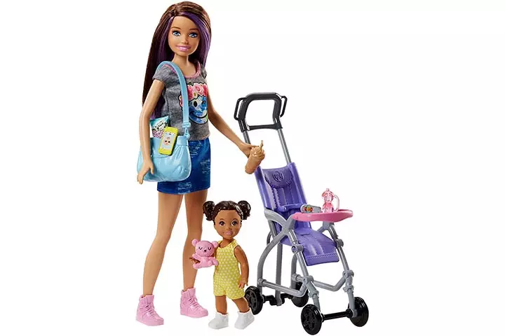 19. Barbie Skipper Babysitters Inc. Doll and Stroller Playset