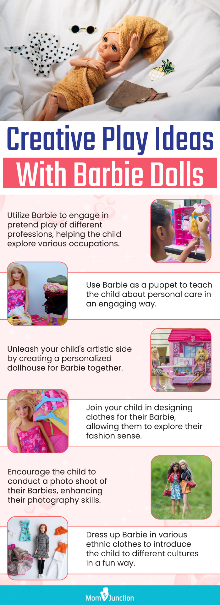 Creative Play Ideas With Barbie Dolls (infographic)