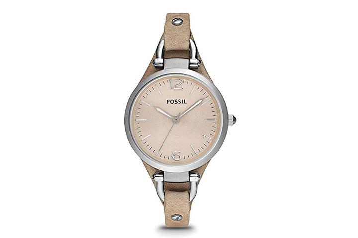 Fossil Georgia Quartz Stainless Steel and Leather Casual Watch