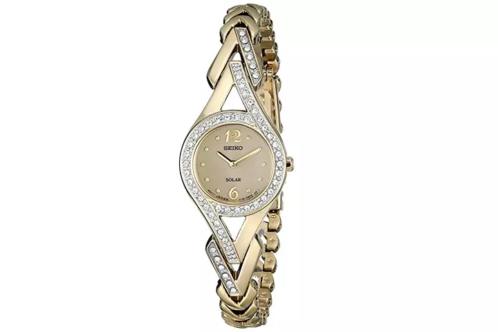 Seiko Swarovski Crystal-Accented Stainless Steel Solar Watch