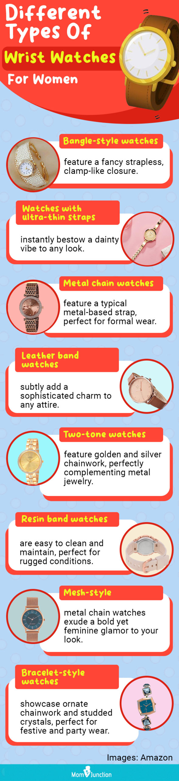 Different Types Of Wrist Watches For Women (infographic)