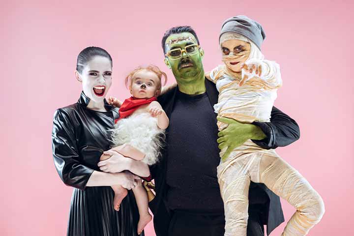 Funny costume and makeup family photo idea