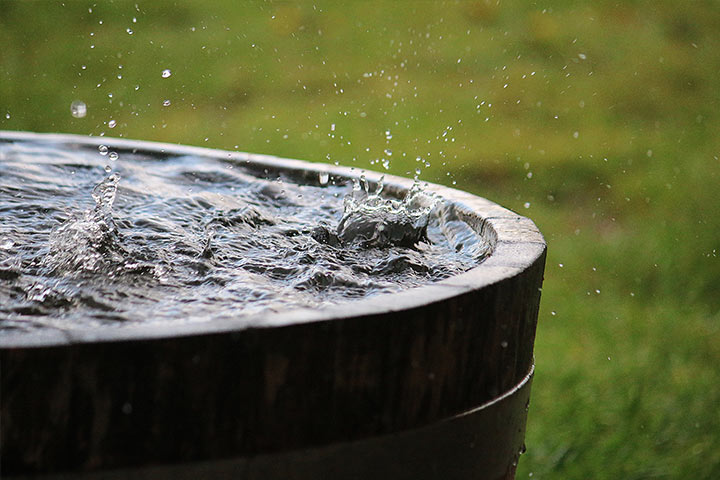 Gathering water directly from the source (Rainwater harvesting)