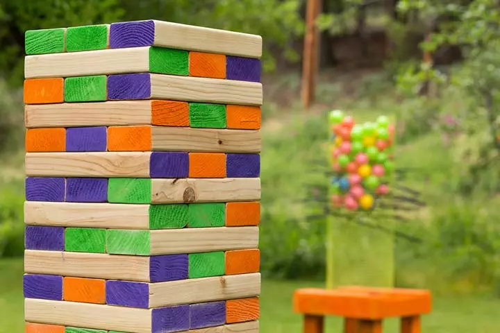 Giant Jenga family reunion game