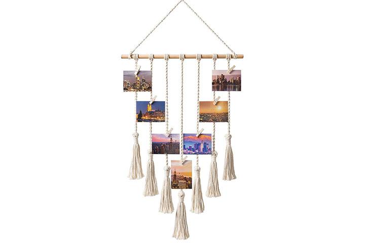 Mkono Hanging Photo Display Macrame Wall Hanging