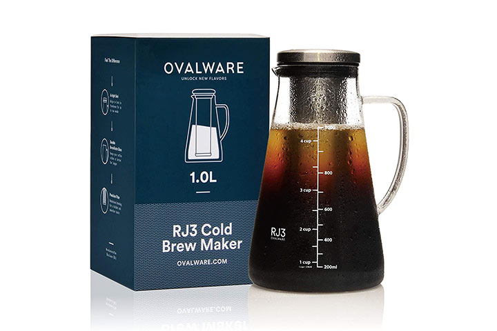 Ovalware Airtight Cold Brew Iced Coffee Maker and Tea Infuser