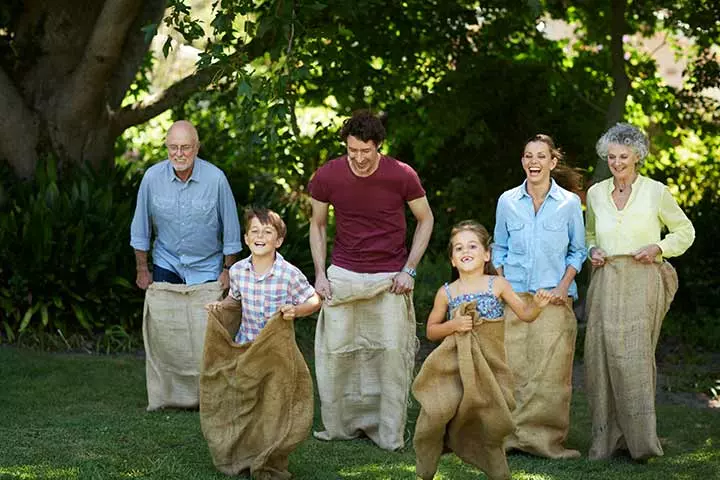 Sack race family reunion game