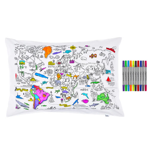 Eatsleepdoodle Doodle World Map Pillowcase