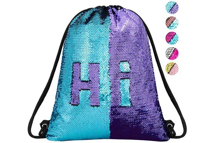 Segorts Sequin Mermaid Drawstring Bag