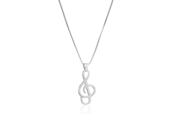 Sterling Silver Musical Note Pendant Necklace