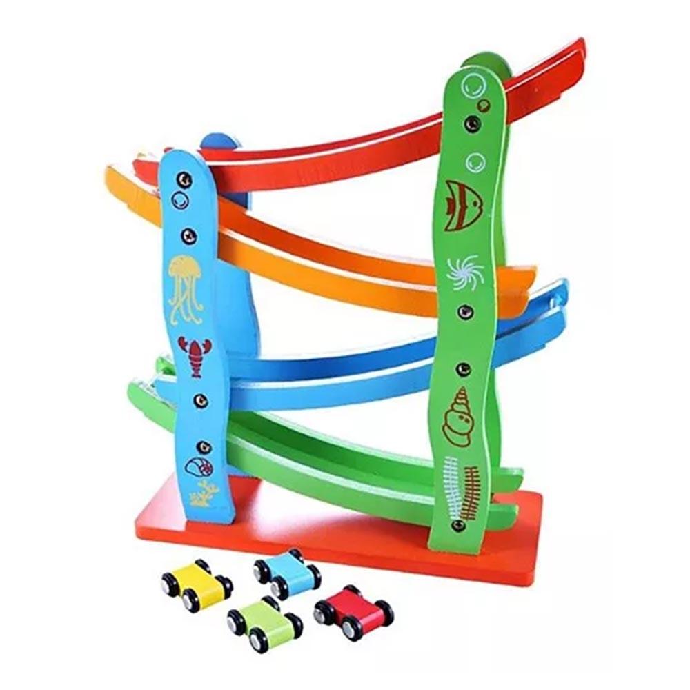 wooden car track set