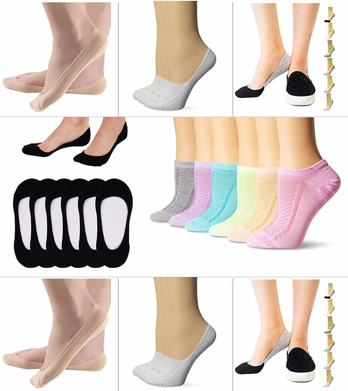 8 Pairs no show socks for women size 6-9 Ultra Low Cut socks for flats liner socks Hidden Invisible for Boat Loafer Summer