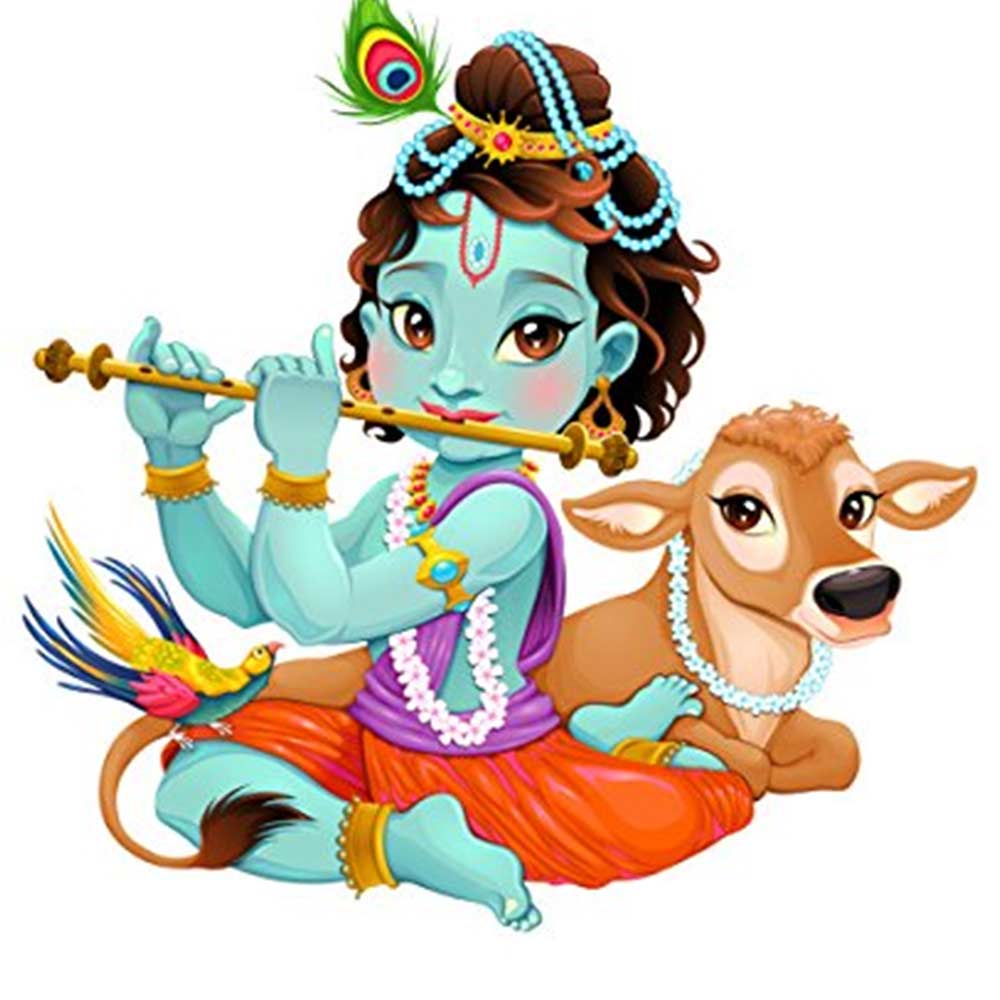 Decals Design Lord Krishna With Flute Cute For Kids Room PVC