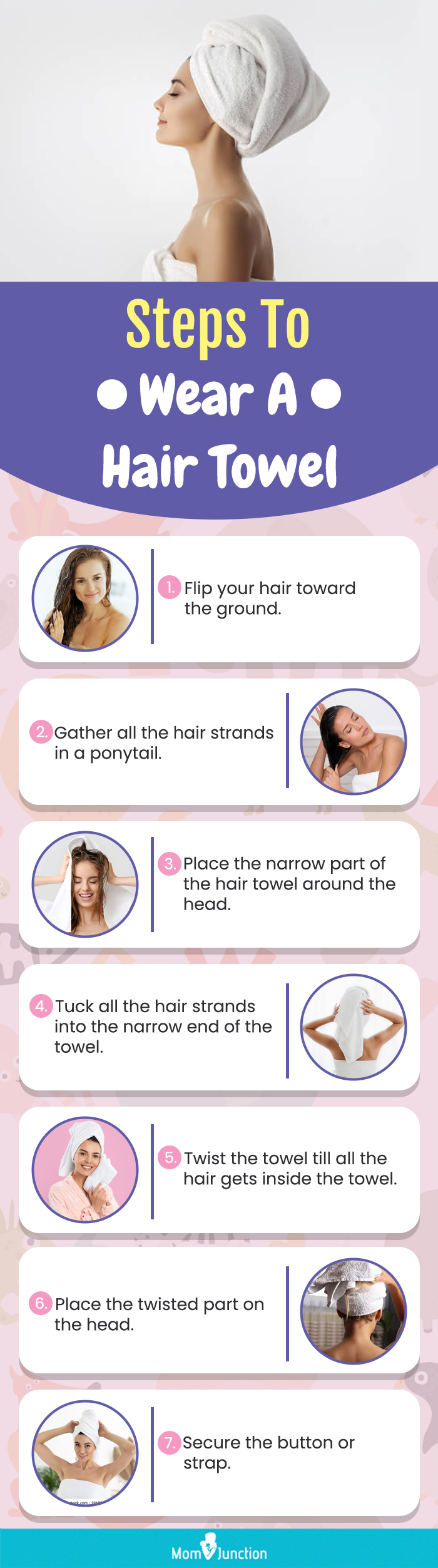 Steps To Wear A Hair Towel(infographic)