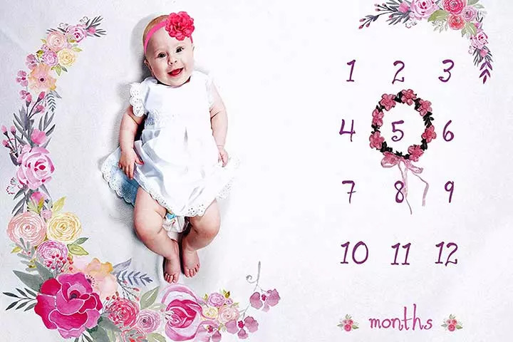 Baby Monthly Milestone Blanket with Bonus Floral Wreath+Milestone Cards+Frames,60x40 Super Soft Photography Background Blanket for Newborn Girls or Boys Photo Prop