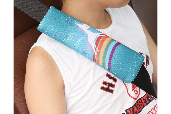 Unicorn Print, 2-Car Seat Belt CoversShoulder Comfort Pad For Toddler