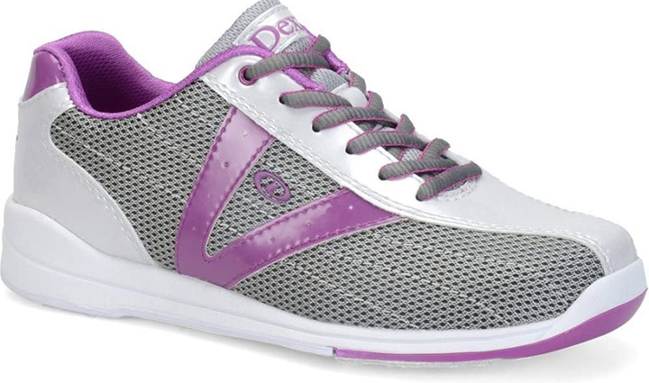 Womens Ladies White and Grey Lace Up Trainer Style Comfortable Bowling Shoes